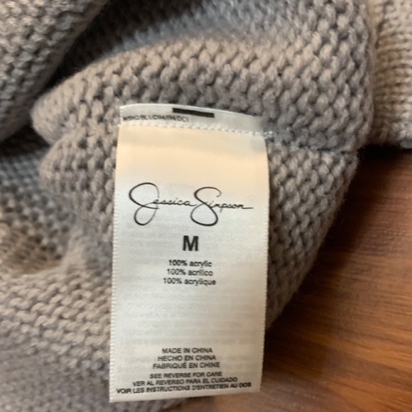 Jessica Simpson grey slouchy boho cozy ribbed knit mock neck (Connie) sweater - Picture 6 of 10